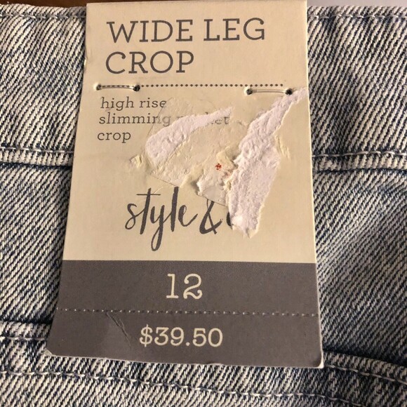 style & co. jeans wide crop size 12 wash blue Demin high rise slimming pockets - Picture 8 of 10